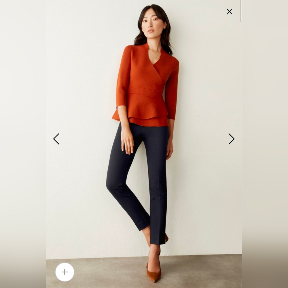 ❤️ THE FOLD LONDON HIGH RISE STRETCH COTTON POPLIN TAPERED ANKLE TROUSERS / PANT